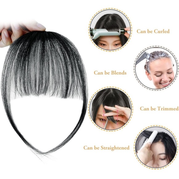 PHOCAS Clip in Human Hair Fringe Bangs - Picture 4 of 11